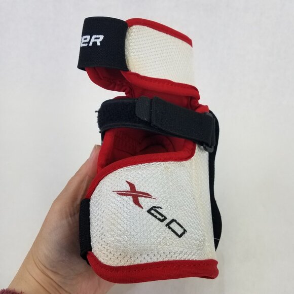 Bauer Vapor X60 Elbow Pads Guard Jr Small Hockey Hook Loop 3 Straps Hard Shell - Picture 5 of 16